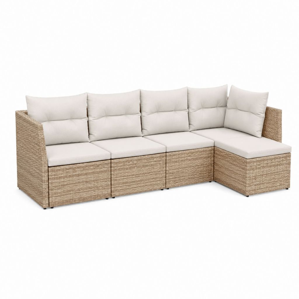 Gartensofa Ecksofa 4-Sitzer Natur PE-Rattan 255 x 190 x 65 cm