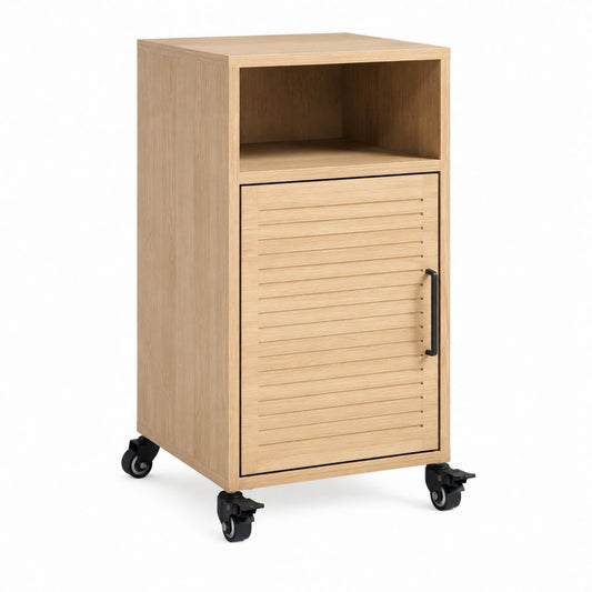 Nachttisch mit Rollen Natur Eichenfurnier Rechteckig 45 x 40 x 80 cm