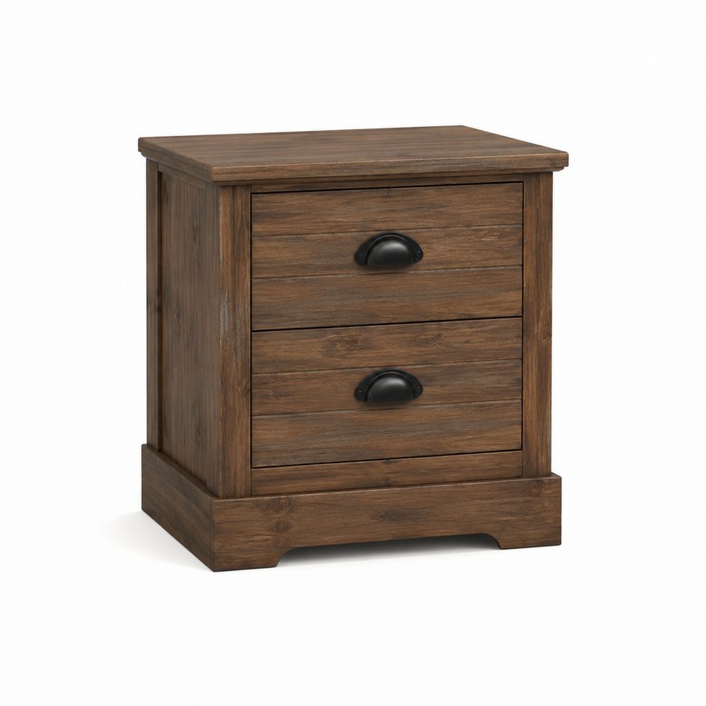 Nachttisch Braun aus MDF rechteckig mit 2 Schubladen 50 x 40 x 60 cm