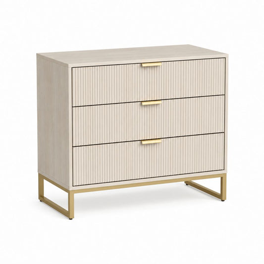 Kommode mit 3 Schubladen Beige Goldfarben MDF Rechteckig 80 x 40 x 80 cm