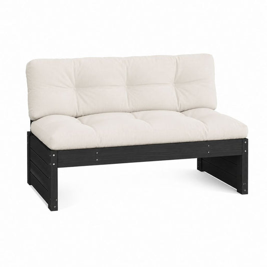 Gartensofa 2-Sitzer Cremeweiß Massivholz Kiefer Rechteckig 120 x 70 x 75 cm