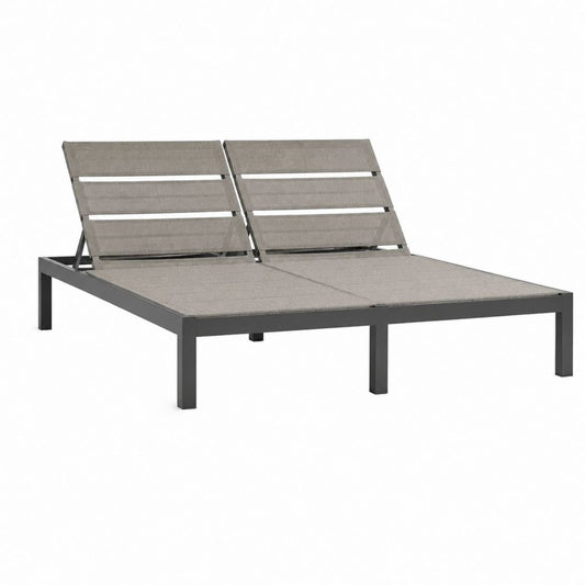 Doppel-Sonnenliege Grau Aluminium Textilene rechteckig 200 x 140 x 35 cm