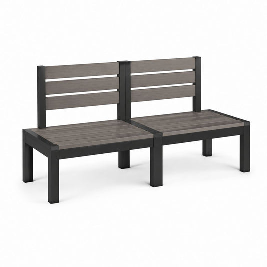 Gartenbank 2-Sitzer Anthrazit Stahl und WPC 120 x 60 x 80 cm