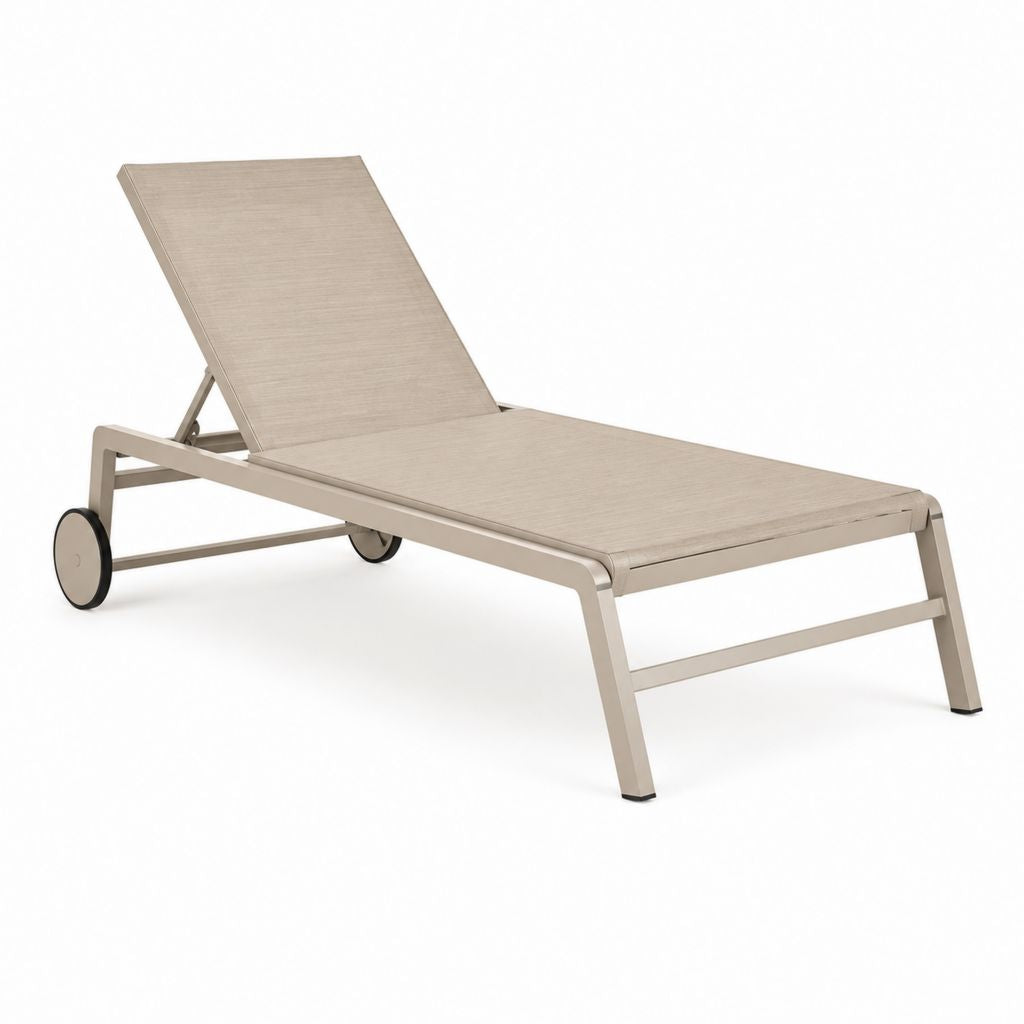 Gartenliege mit Rollen Beige Aluminium Polyester 195 x 65 x 35 cm