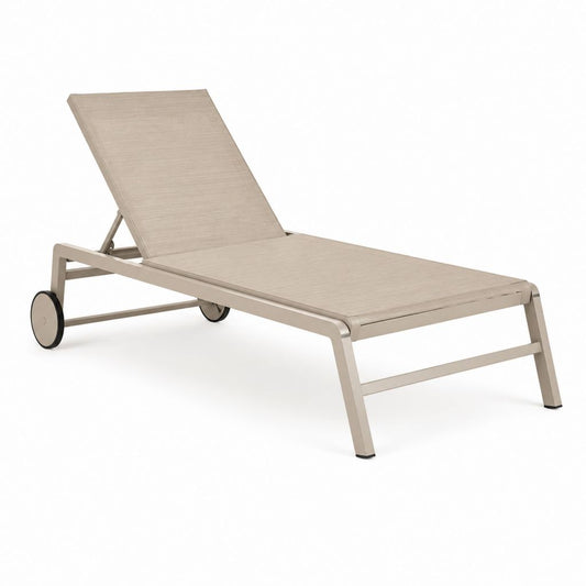 Gartenliege mit Rollen Beige Aluminium Polyester 195 x 65 x 35 cm