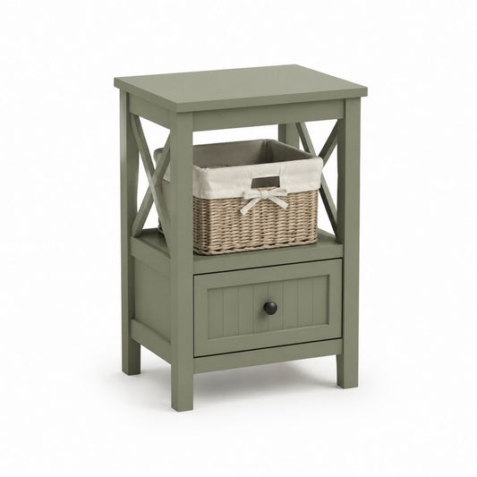 Nachttisch mit Schublade Olivgrün MDF rechteckig 40 x 30 x 65 cm