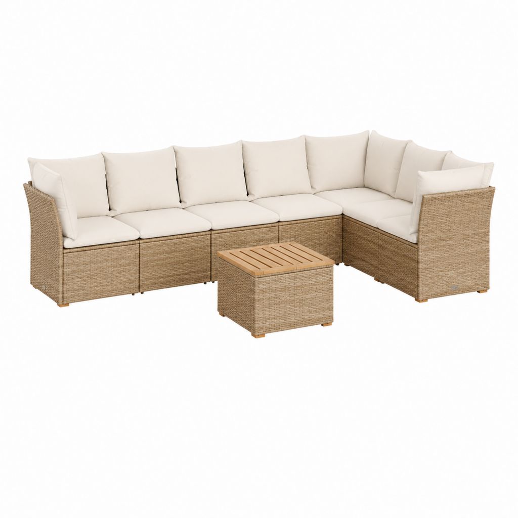 Gartensofa Ecklounge Set Beige aus PE-Rattan mit Aluminiumrahmen 270 x 270 x 70 cm